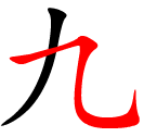the Hanzi stroke hengzhewangou within a Chinese character