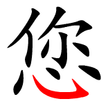 the Hanzi stroke pinggou within a Chinese character