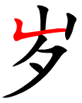 the Hanzi stroke shuzhe within a Chinese character